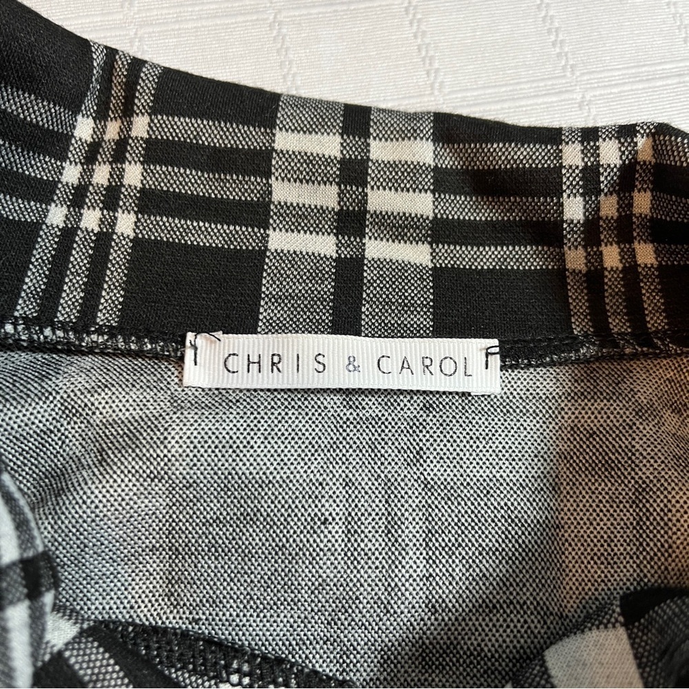 Chris & Carol Black & White Plaid Dress High Collar w/ Button Detail Women's M - Picture 4 of 6